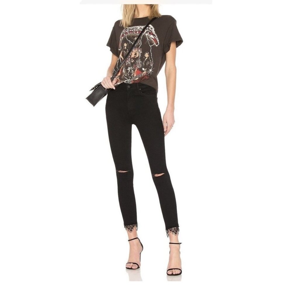Mother The Swooner Dagger Ankle Fray jeans in Baa Baa Black Sheep 25 K